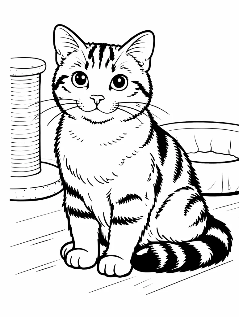 Coloring page generated from cat photo